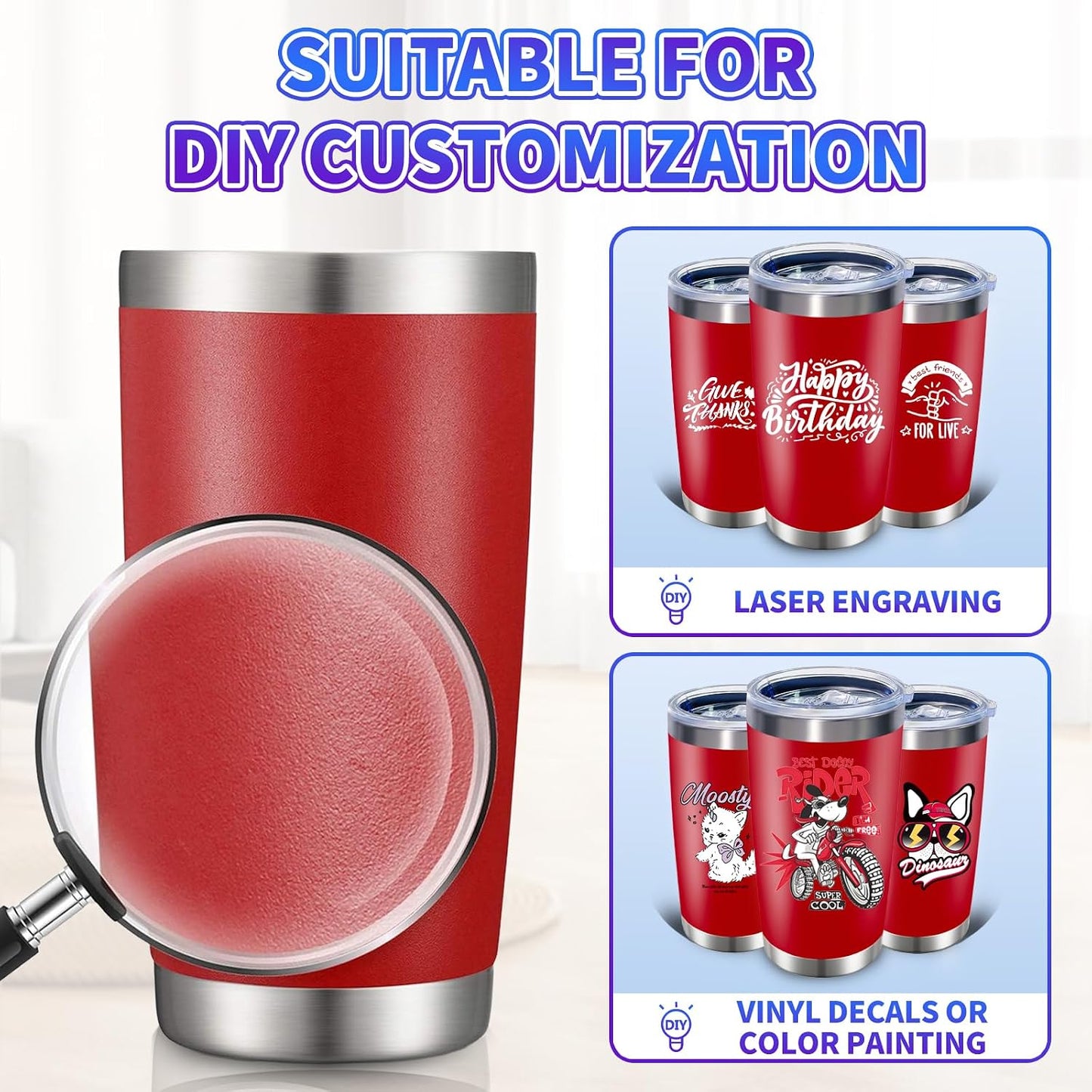 1 Pack 20oz Stainless Steel Tumbler with Lid, Leakproof Double Wall Travel Mug for Hot/Cold Drinks, Home Office Outdoor Party Use, Durable Powder Coated Insulated Cup/White