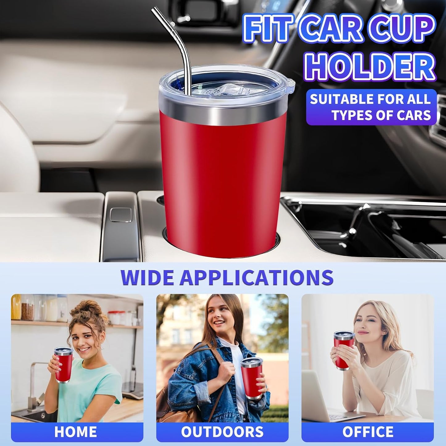 1 Pack 20oz Stainless Steel Tumbler with Lid, Leakproof Double Wall Travel Mug for Hot/Cold Drinks, Home Office Outdoor Party Use, Durable Powder Coated Insulated Cup/White