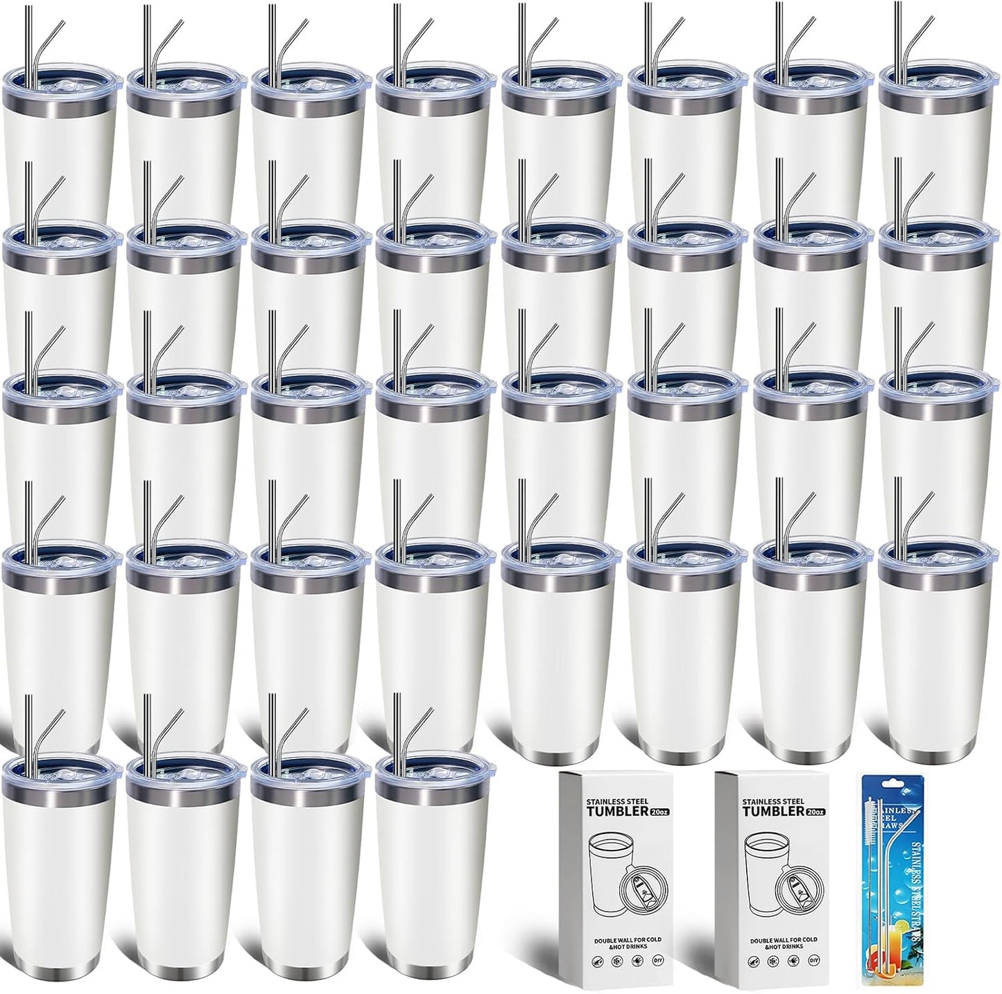 1 Pack 20oz Stainless Steel Tumbler with Lid, Leakproof Double Wall Travel Mug for Hot/Cold Drinks, Home Office Outdoor Party Use, Durable Powder Coated Insulated Cup/White