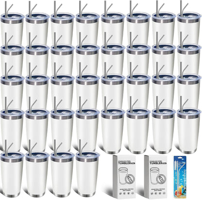 1 Pack 20oz Stainless Steel Tumbler with Lid, Leakproof Double Wall Travel Mug for Hot/Cold Drinks, Home Office Outdoor Party Use, Durable Powder Coated Insulated Cup/White