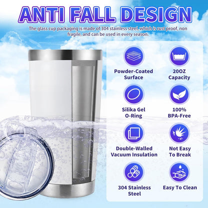 1 Pack 20oz Stainless Steel Tumbler with Lid, Leakproof Double Wall Travel Mug for Hot/Cold Drinks, Home Office Outdoor Party Use, Durable Powder Coated Insulated Cup/White