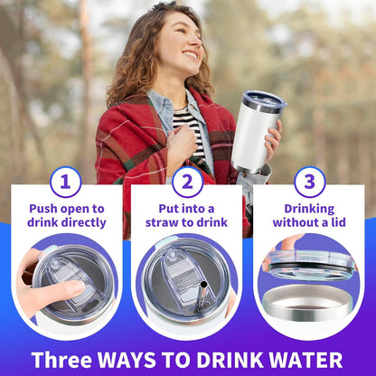 1 Pack 20oz Stainless Steel Tumbler with Lid, Leakproof Double Wall Travel Mug for Hot/Cold Drinks, Home Office Outdoor Party Use, Durable Powder Coated Insulated Cup/White