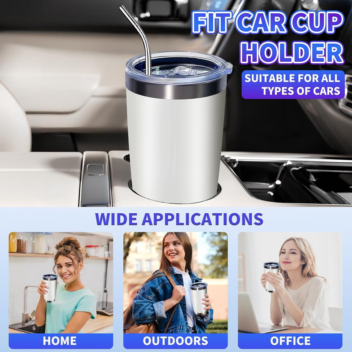 1 Pack 20oz Stainless Steel Tumbler with Lid, Leakproof Double Wall Travel Mug for Hot/Cold Drinks, Home Office Outdoor Party Use, Durable Powder Coated Insulated Cup/White