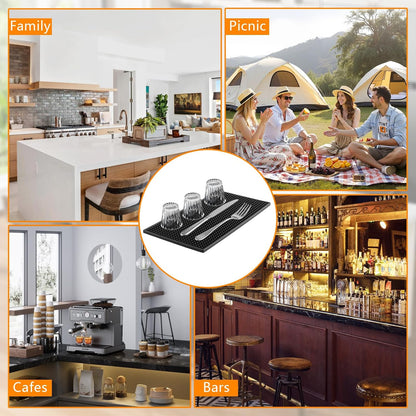 2 Pack Bar Mat, 6" x 12" Bar Mats for Countertop, Non Slip Spill Proof Service Mat, Rubber Dish Drying Mat for Coffee Bar, Bartending, Home Kitchen & Restaurant