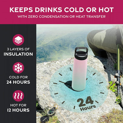 Insulated Water Bottle with Straw, 25 Oz, Dreamy Purple