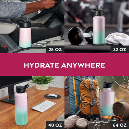 Insulated Water Bottle with Straw, 25 Oz, Dreamy Purple