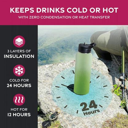 Insulated Water Bottle with Straw, 25 Oz, Dreamy Purple