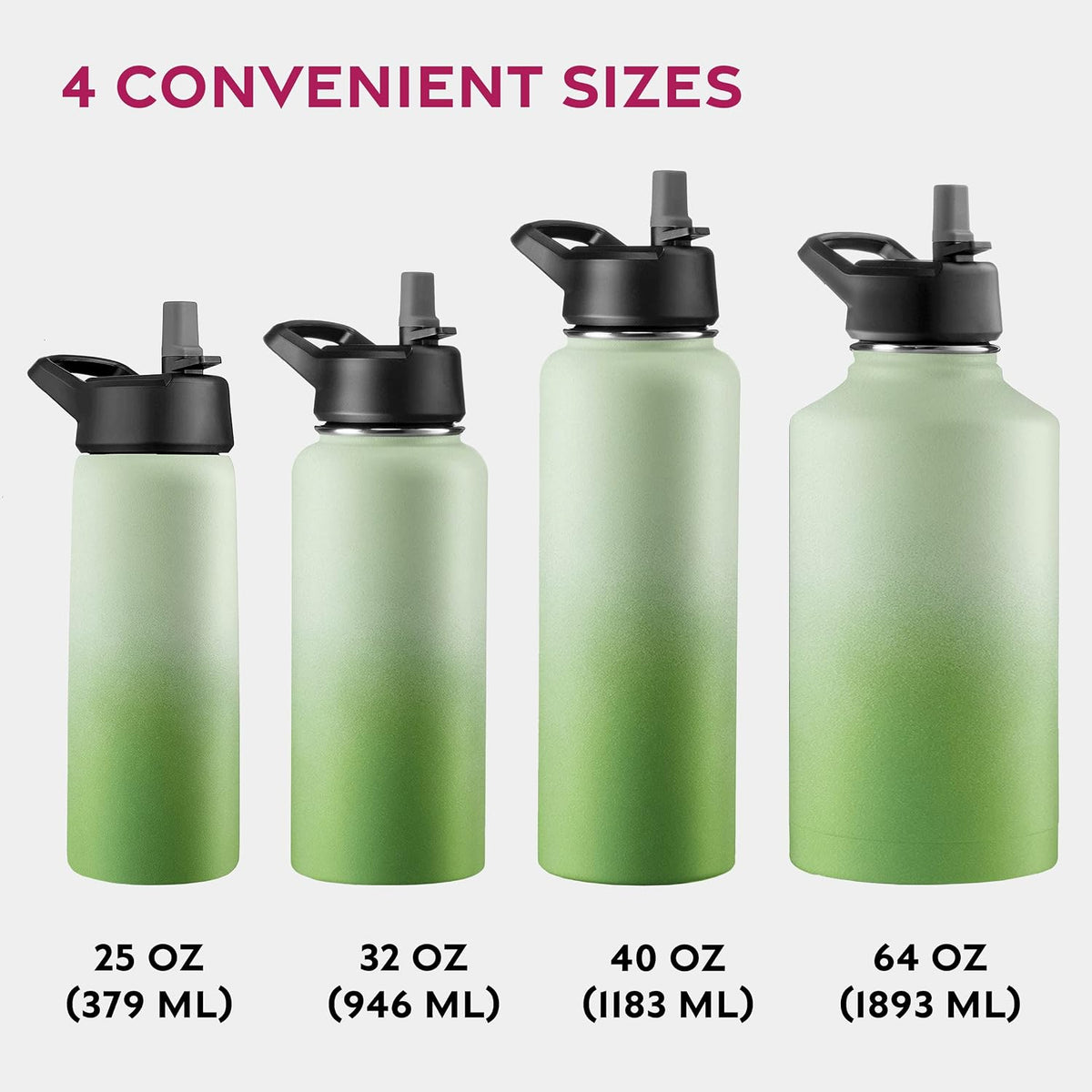 Insulated Water Bottle with Straw, 25 Oz, Dreamy Purple