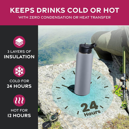 Insulated Water Bottle with Straw, 25 Oz, Dreamy Purple