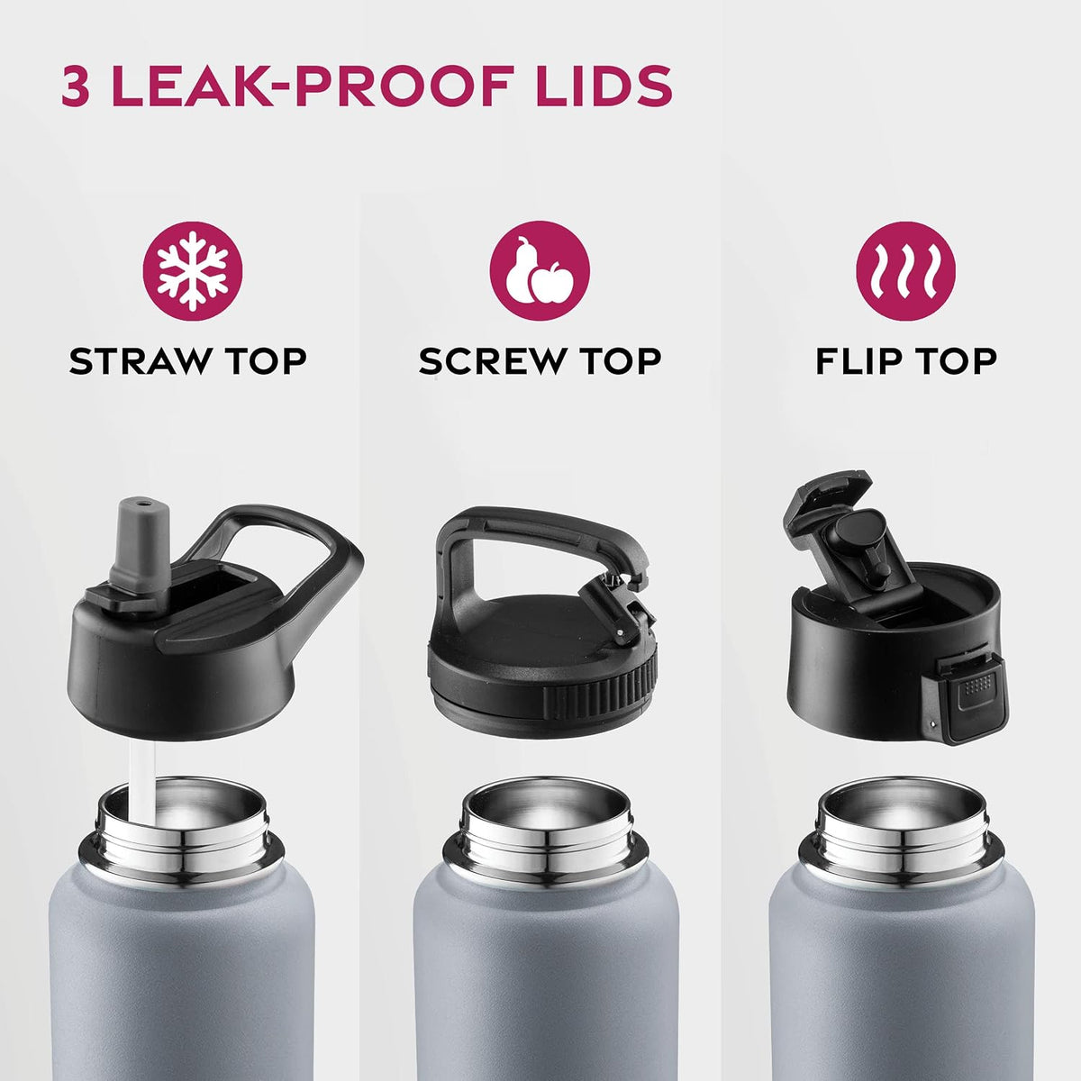 Insulated Water Bottle with Straw, 25 Oz, Dreamy Purple