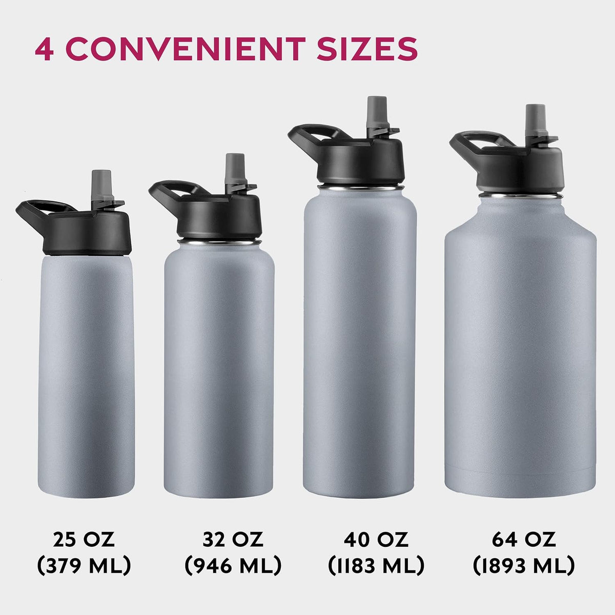 Insulated Water Bottle with Straw, 25 Oz, Dreamy Purple