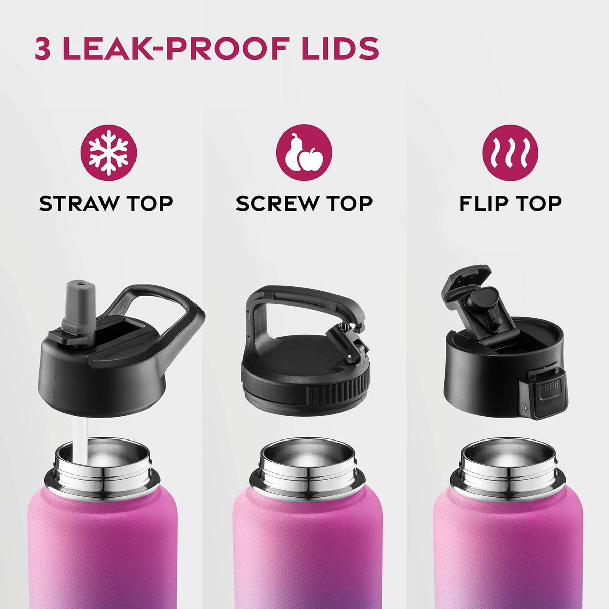 Insulated Water Bottle with Straw, 25 Oz, Dreamy Purple