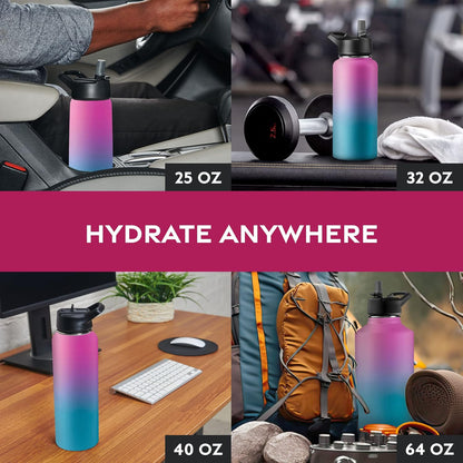 Insulated Water Bottle with Straw, 25 Oz, Dreamy Purple