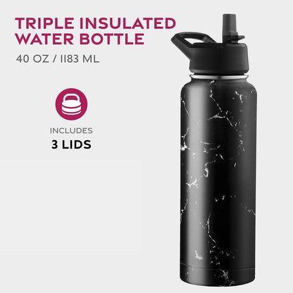 Insulated Water Bottle with Straw, 25 Oz, Dreamy Purple