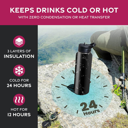 Insulated Water Bottle with Straw, 25 Oz, Dreamy Purple