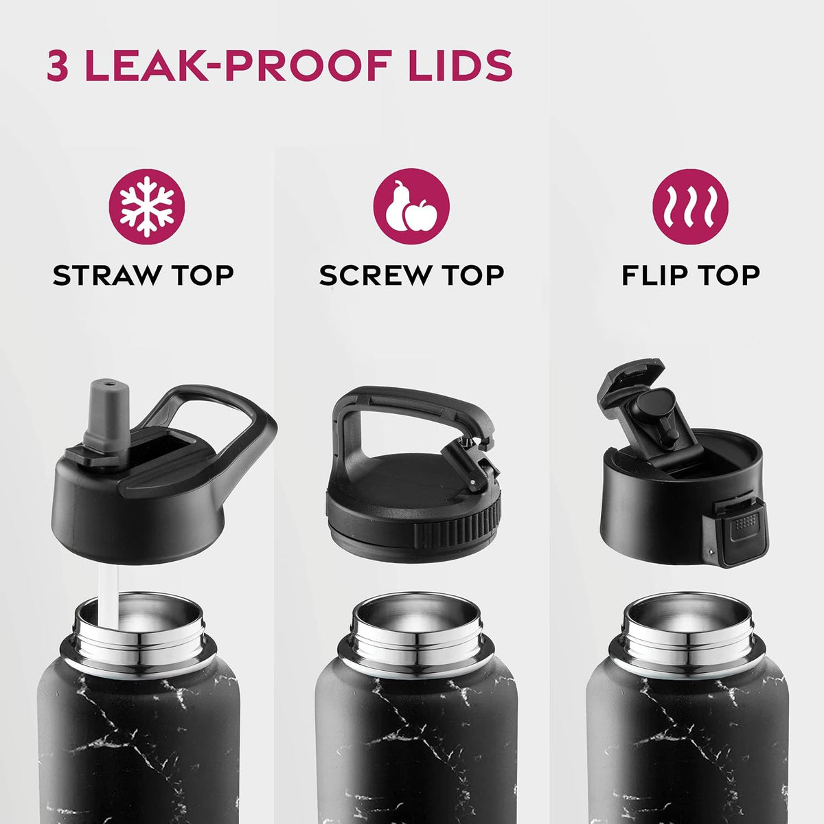 Insulated Water Bottle with Straw, 25 Oz, Dreamy Purple