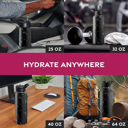 Insulated Water Bottle with Straw, 25 Oz, Dreamy Purple