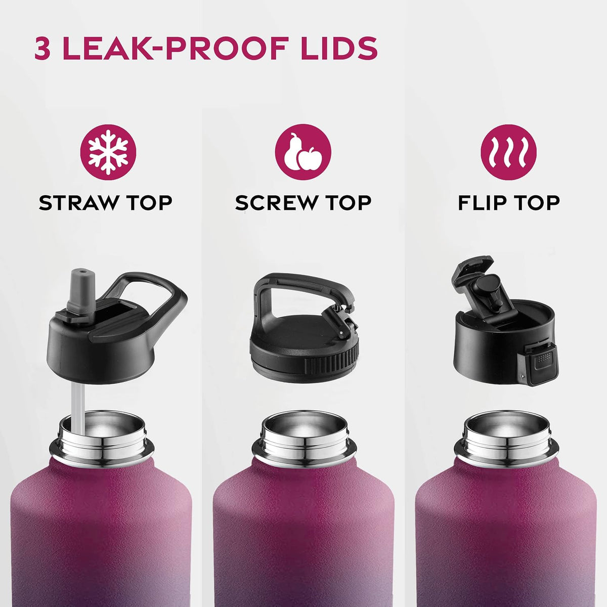 Insulated Water Bottle with Straw, 25 Oz, Dreamy Purple