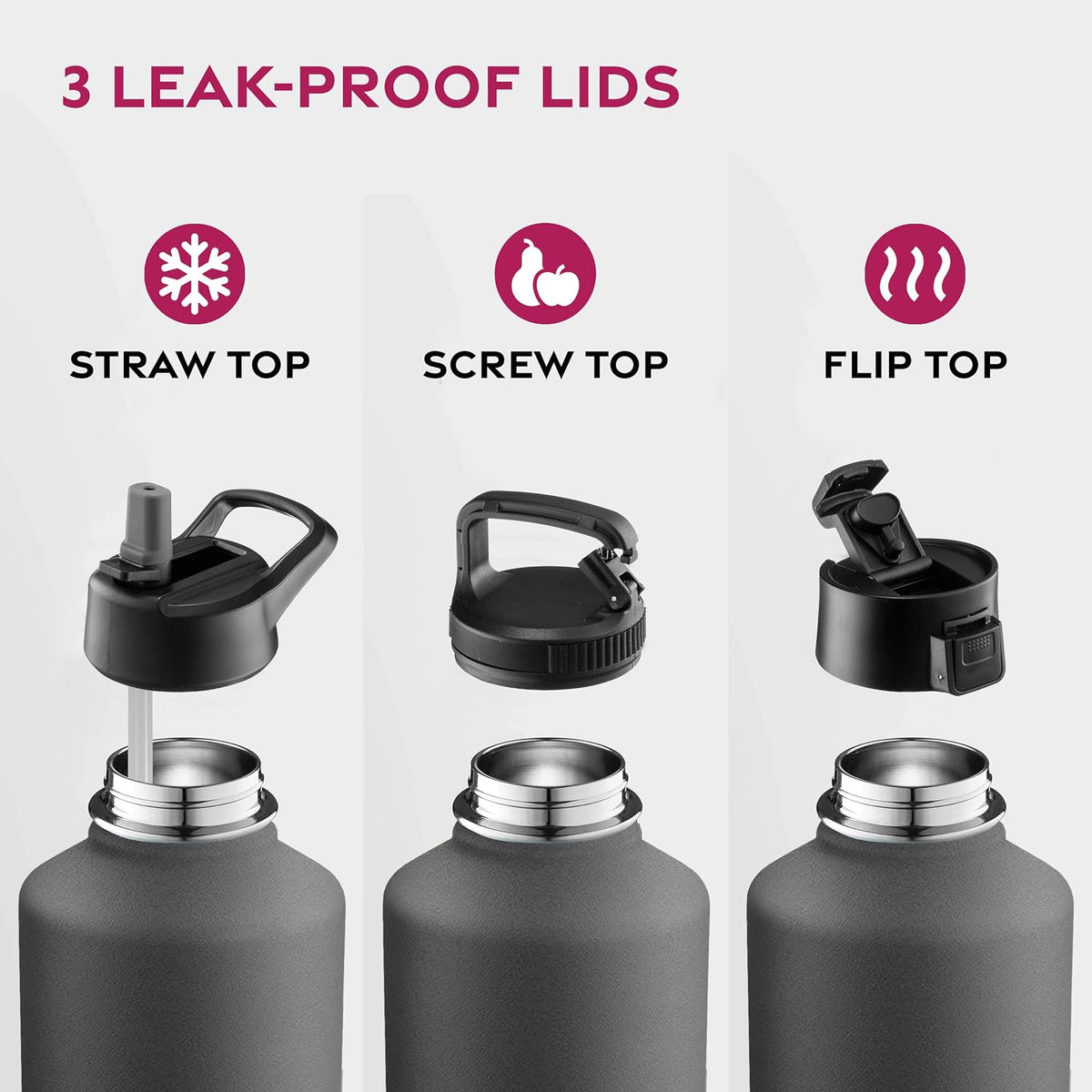 Insulated Water Bottle with Straw, 25 Oz, Dreamy Purple