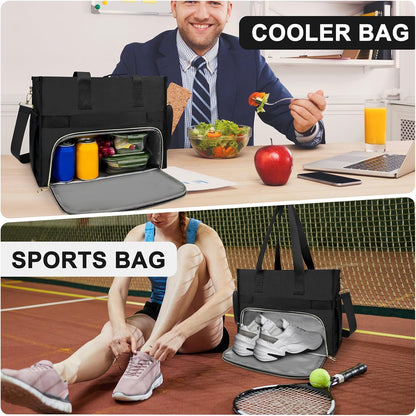 Lunch Bag for Women, 15.6" Laptop Tote with Insulated Lunch Box Compartment for Nurse, Teacher Work Office Outdoor