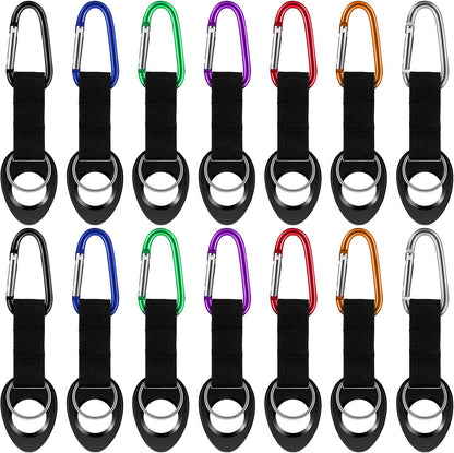 7 Pack Water Bottle Holder Clips, Silicone Bottle Ring Carrier with Aluminum Hooks Portable for Travel, Camping, Cycling & Backpack Accessories