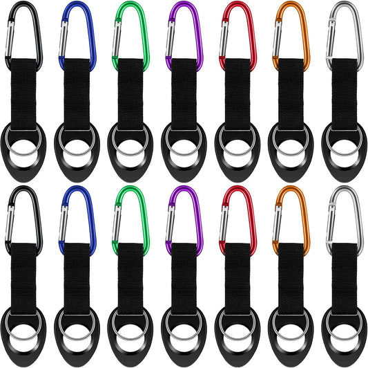 7 Pack Water Bottle Holder Clips, Silicone Bottle Ring Carrier with Aluminum Hooks Portable for Travel, Camping, Cycling & Backpack Accessories