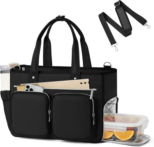 Teacher Tote Bag with Insulated Lunch Compartment 15.6" Laptop Bag