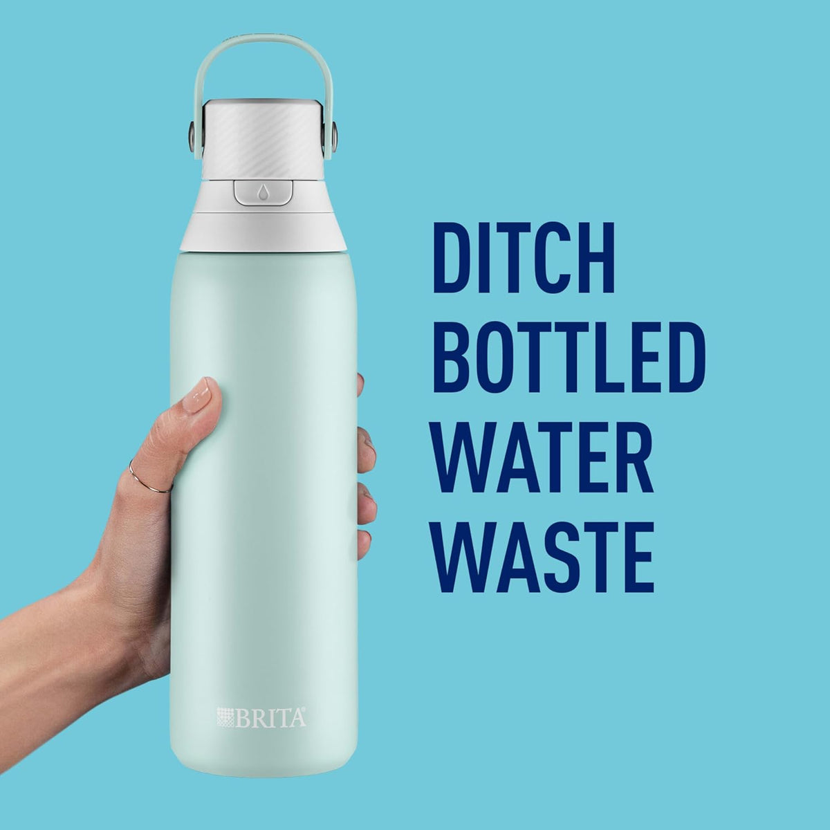 Stainless Steel Premium Filtering Water Bottle, BPA-Free, Reusable, Insulated, Replaces 300 Plastic Water Bottles, Filter Lasts 2 Months or 40 Gallons, Includes 1 Filter, Glacier - 20 oz