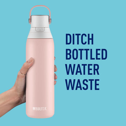 Stainless Steel Premium Filtering Water Bottle, BPA-Free, Reusable, Insulated, Replaces 300 Plastic Water Bottles, Filter Lasts 2 Months or 40 Gallons, Includes 1 Filter, Glacier - 20 oz