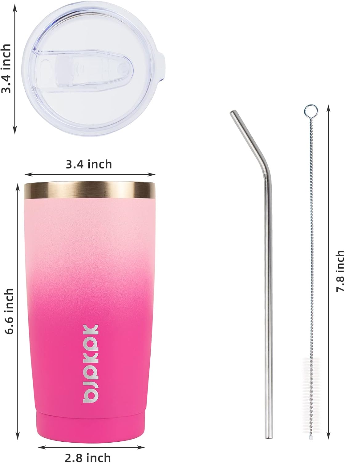 20 oz Coffee Tumbler with Lid & Straw, Insulated Stainless Steel Mug | Double Wall Vacuum, Keeps Hot/Cold, BPA Free, Leak Proof, Iced Coffee Cup Fit Car Holder, Travel & Beach, Lavender Green - Colors B
