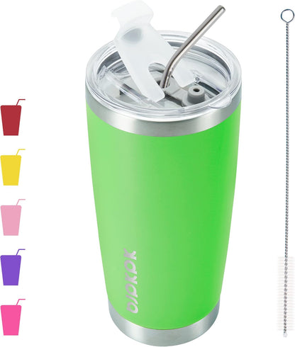 20 oz Coffee Tumbler with Lid & Straw, Insulated Stainless Steel Mug | Double Wall Vacuum, Keeps Hot/Cold, BPA Free, Leak Proof, Iced Coffee Cup Fit Car Holder, Travel & Beach, Lavender Green - Colors B