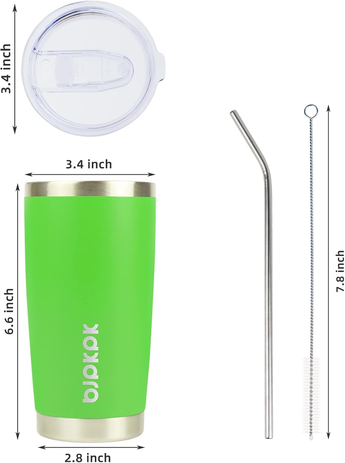 20 oz Coffee Tumbler with Lid & Straw, Insulated Stainless Steel Mug | Double Wall Vacuum, Keeps Hot/Cold, BPA Free, Leak Proof, Iced Coffee Cup Fit Car Holder, Travel & Beach, Lavender Green - Colors B