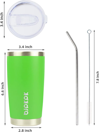 20 oz Coffee Tumbler with Lid & Straw, Insulated Stainless Steel Mug | Double Wall Vacuum, Keeps Hot/Cold, BPA Free, Leak Proof, Iced Coffee Cup Fit Car Holder, Travel & Beach, Lavender Green - Colors B