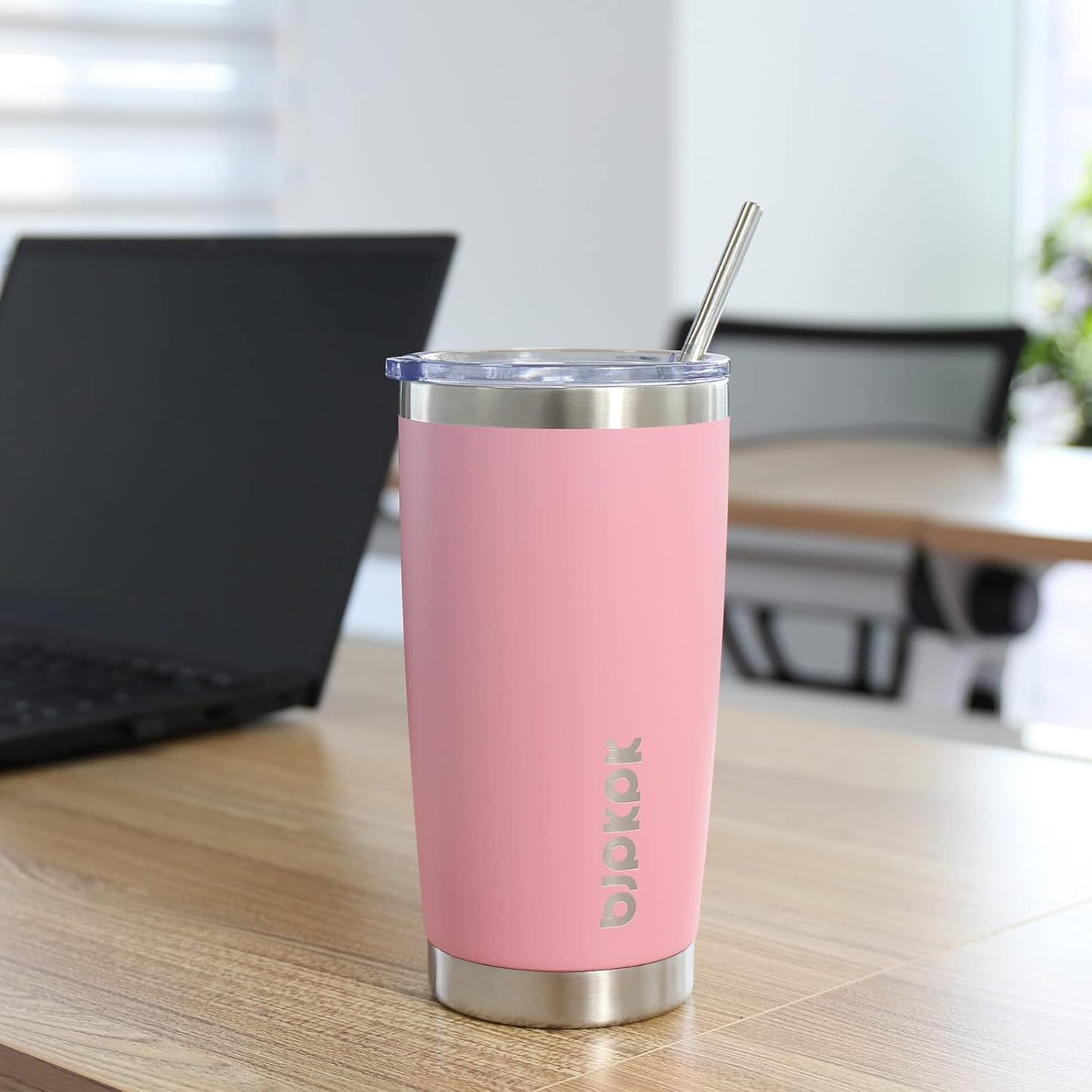 20 oz Coffee Tumbler with Lid & Straw, Insulated Stainless Steel Mug | Double Wall Vacuum, Keeps Hot/Cold, BPA Free, Leak Proof, Iced Coffee Cup Fit Car Holder, Travel & Beach, Lavender Green - Colors B