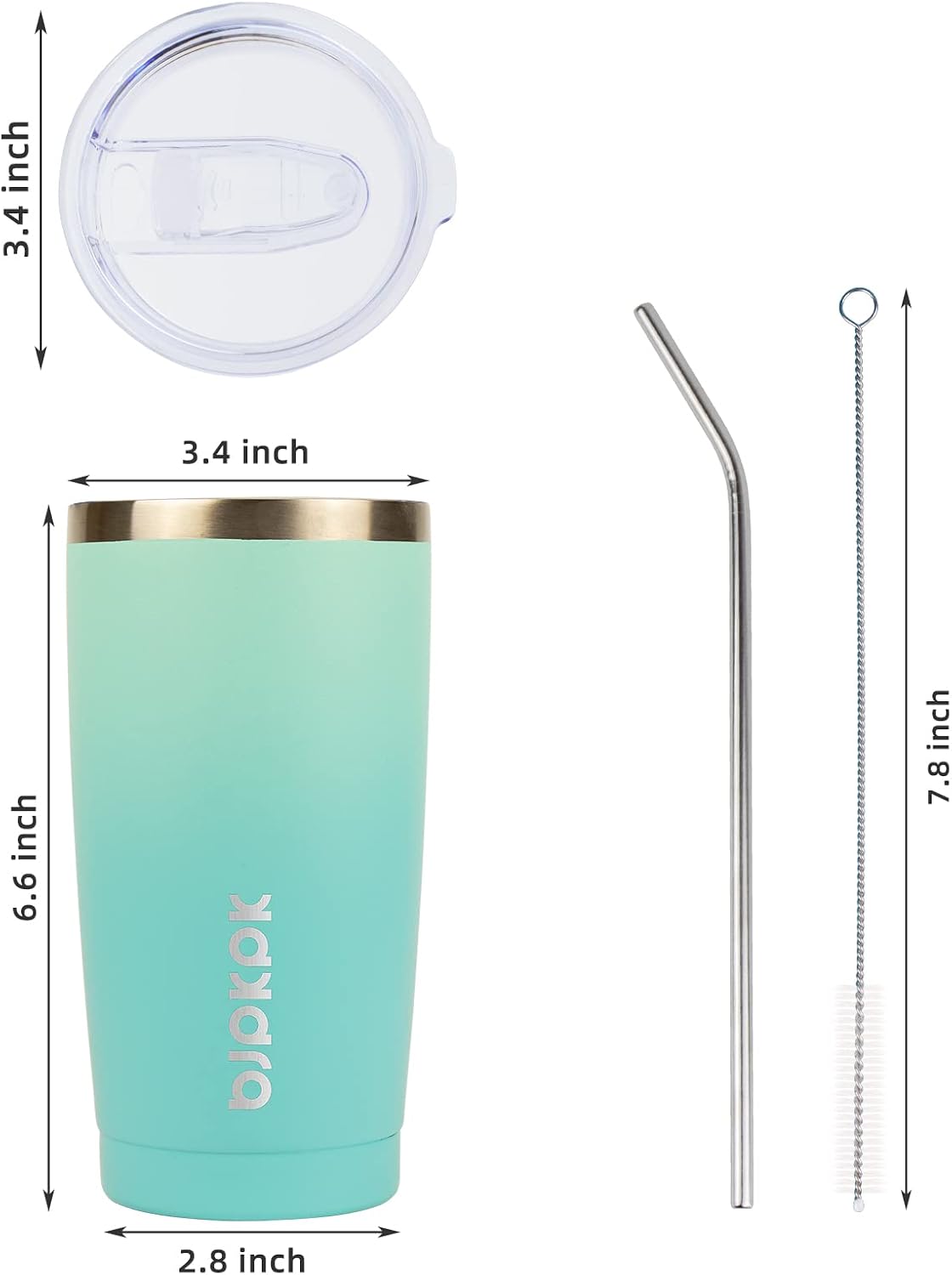 20 oz Coffee Tumbler with Lid & Straw, Insulated Stainless Steel Mug | Double Wall Vacuum, Keeps Hot/Cold, BPA Free, Leak Proof, Iced Coffee Cup Fit Car Holder, Travel & Beach, Lavender Green - Colors B