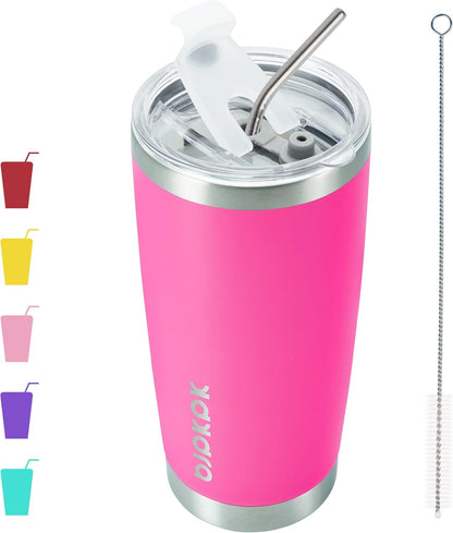 20 oz Coffee Tumbler with Lid & Straw, Insulated Stainless Steel Mug | Double Wall Vacuum, Keeps Hot/Cold, BPA Free, Leak Proof, Iced Coffee Cup Fit Car Holder, Travel & Beach, Lavender Green - Colors B