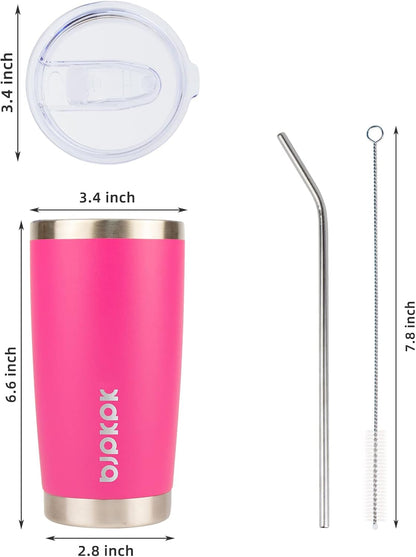 20 oz Coffee Tumbler with Lid & Straw, Insulated Stainless Steel Mug | Double Wall Vacuum, Keeps Hot/Cold, BPA Free, Leak Proof, Iced Coffee Cup Fit Car Holder, Travel & Beach, Lavender Green - Colors B