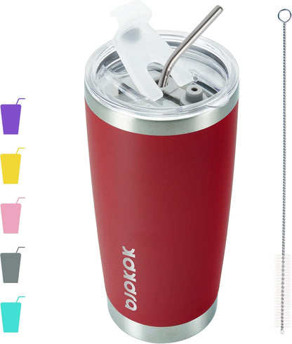 20 oz Coffee Tumbler with Lid & Straw, Insulated Stainless Steel Mug | Double Wall Vacuum, Keeps Hot/Cold, BPA Free, Leak Proof, Iced Coffee Cup Fit Car Holder, Travel & Beach, Lavender Green - Colors B