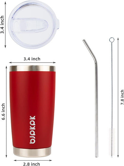 20 oz Coffee Tumbler with Lid & Straw, Insulated Stainless Steel Mug | Double Wall Vacuum, Keeps Hot/Cold, BPA Free, Leak Proof, Iced Coffee Cup Fit Car Holder, Travel & Beach, Lavender Green - Colors B