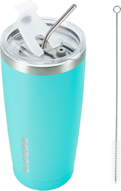 20 oz Coffee Tumbler with Lid & Straw, Insulated Stainless Steel Mug | Double Wall Vacuum, Keeps Hot/Cold, BPA Free, Leak Proof, Iced Coffee Cup Fit Car Holder, Travel & Beach, Lavender Green - Colors B