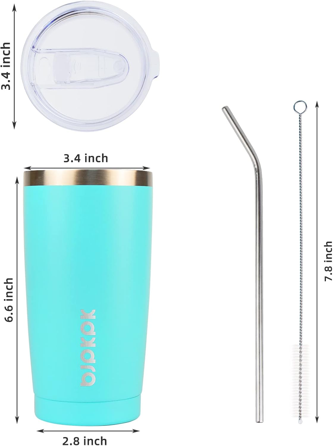 20 oz Coffee Tumbler with Lid & Straw, Insulated Stainless Steel Mug | Double Wall Vacuum, Keeps Hot/Cold, BPA Free, Leak Proof, Iced Coffee Cup Fit Car Holder, Travel & Beach, Lavender Green - Colors B