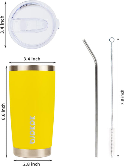 20 oz Coffee Tumbler with Lid & Straw, Insulated Stainless Steel Mug | Double Wall Vacuum, Keeps Hot/Cold, BPA Free, Leak Proof, Iced Coffee Cup Fit Car Holder, Travel & Beach, Lavender Green - Colors B