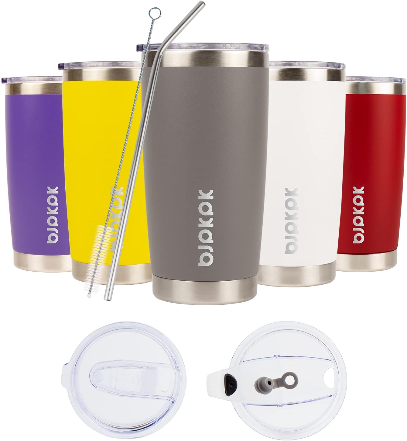 20 oz Coffee Tumbler with Lid & Straw, Insulated Stainless Steel Mug | Double Wall Vacuum, Keeps Hot/Cold, BPA Free, Leak Proof, Iced Coffee Cup Fit Car Holder, Travel & Beach, Lavender Green - Colors B