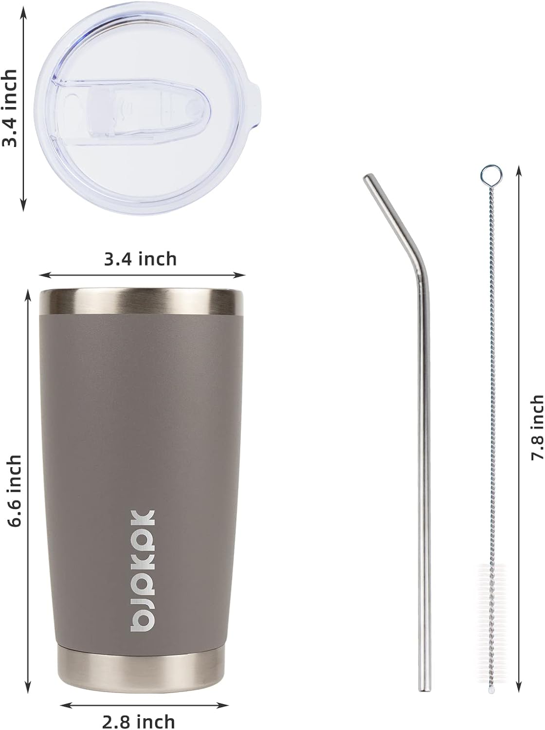 20 oz Coffee Tumbler with Lid & Straw, Insulated Stainless Steel Mug | Double Wall Vacuum, Keeps Hot/Cold, BPA Free, Leak Proof, Iced Coffee Cup Fit Car Holder, Travel & Beach, Lavender Green - Colors B