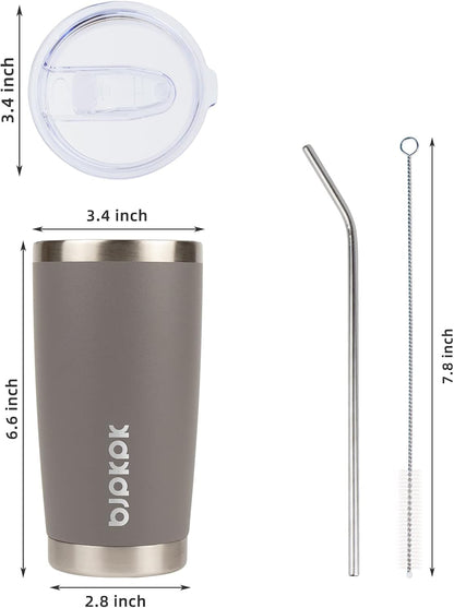 20 oz Coffee Tumbler with Lid & Straw, Insulated Stainless Steel Mug | Double Wall Vacuum, Keeps Hot/Cold, BPA Free, Leak Proof, Iced Coffee Cup Fit Car Holder, Travel & Beach, Lavender Green - Colors B