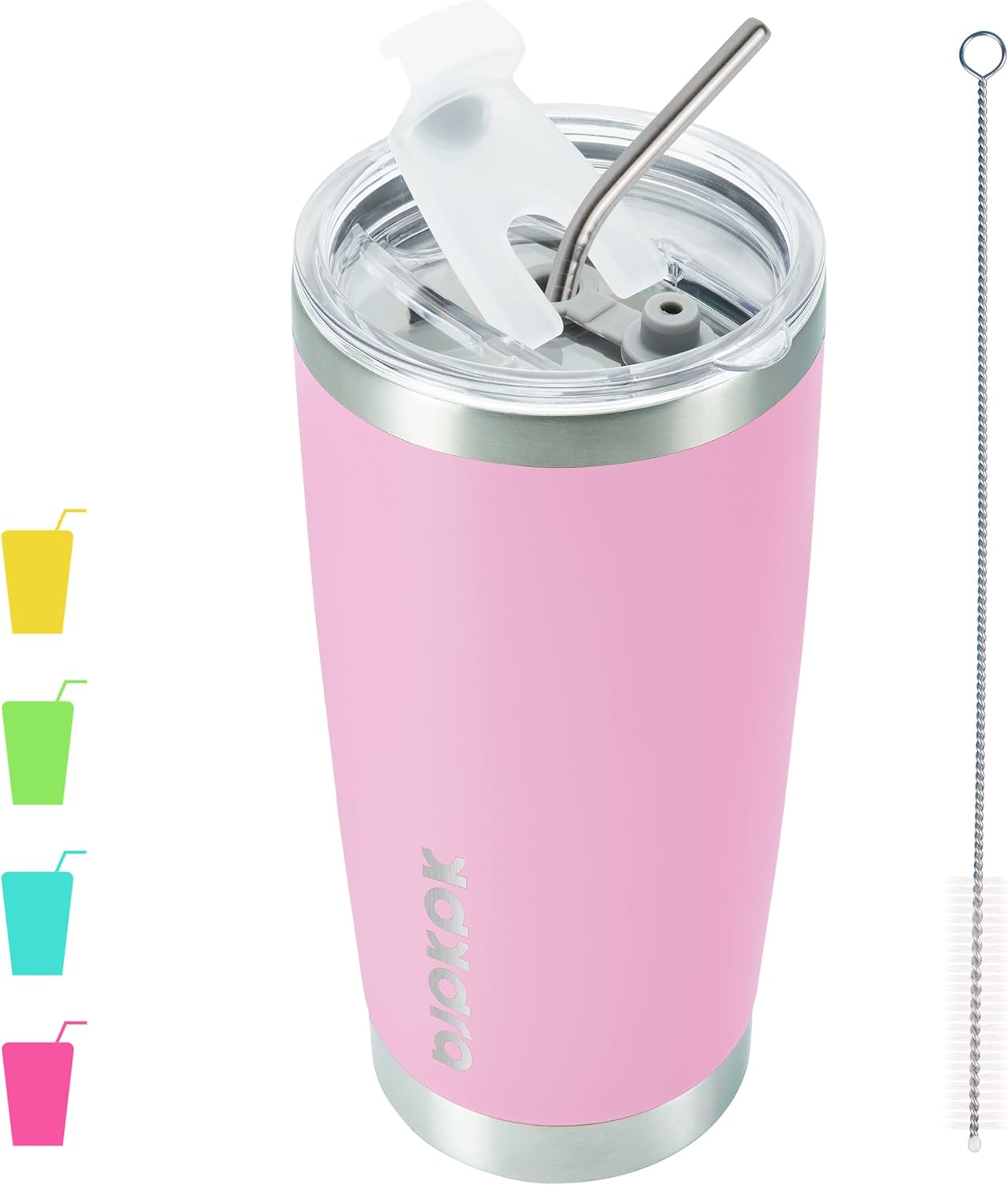20 oz Coffee Tumbler with Lid & Straw, Insulated Stainless Steel Mug | Double Wall Vacuum, Keeps Hot/Cold, BPA Free, Leak Proof, Iced Coffee Cup Fit Car Holder, Travel & Beach, Lavender Green - Colors B