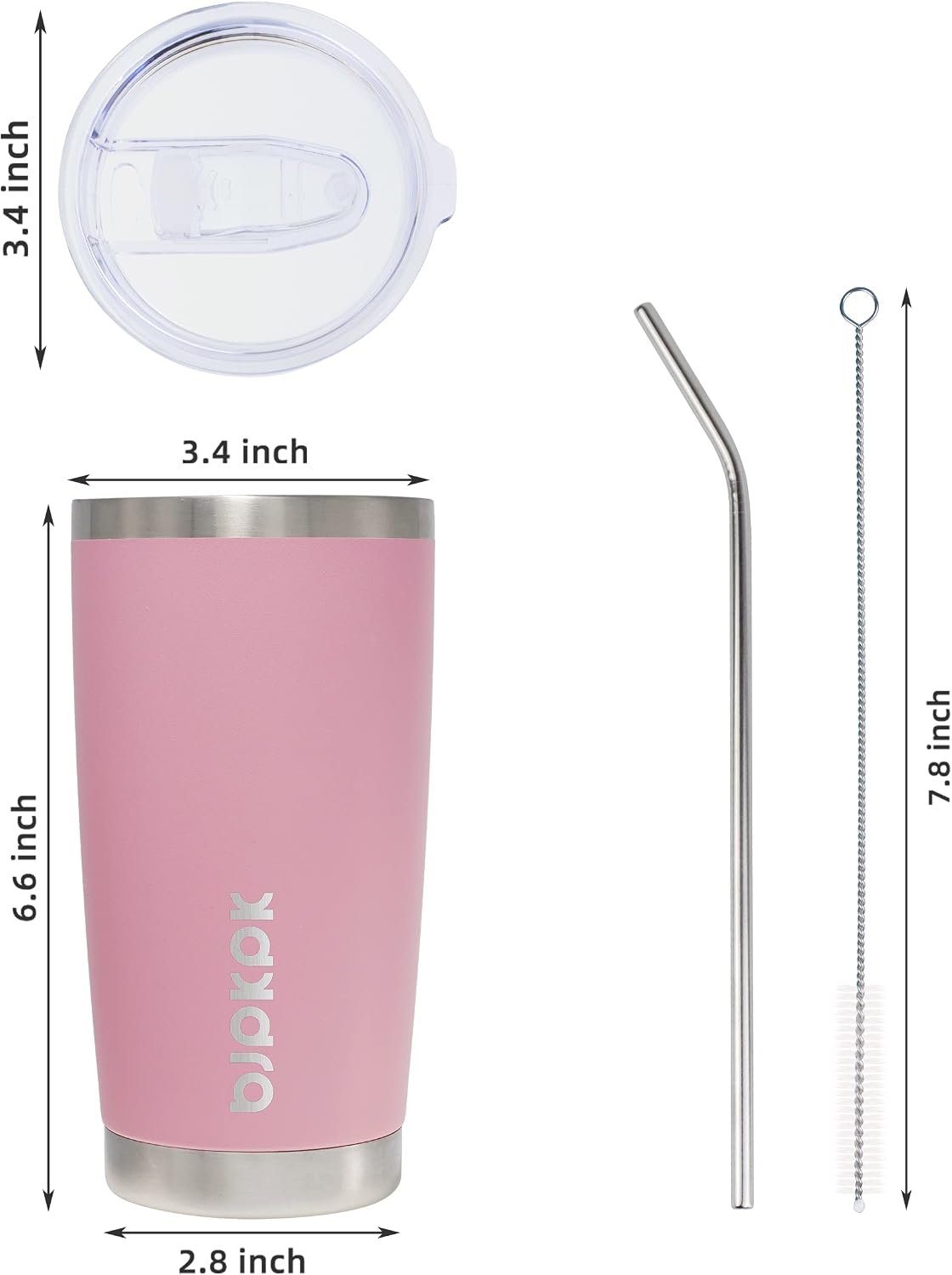 20 oz Coffee Tumbler with Lid & Straw, Insulated Stainless Steel Mug | Double Wall Vacuum, Keeps Hot/Cold, BPA Free, Leak Proof, Iced Coffee Cup Fit Car Holder, Travel & Beach, Lavender Green - Colors B