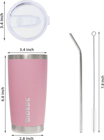 20 oz Coffee Tumbler with Lid & Straw, Insulated Stainless Steel Mug | Double Wall Vacuum, Keeps Hot/Cold, BPA Free, Leak Proof, Iced Coffee Cup Fit Car Holder, Travel & Beach, Lavender Green - Colors B