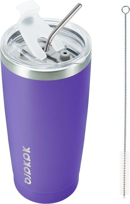 20 oz Coffee Tumbler with Lid & Straw, Insulated Stainless Steel Mug | Double Wall Vacuum, Keeps Hot/Cold, BPA Free, Leak Proof, Iced Coffee Cup Fit Car Holder, Travel & Beach, Lavender Green - Colors B