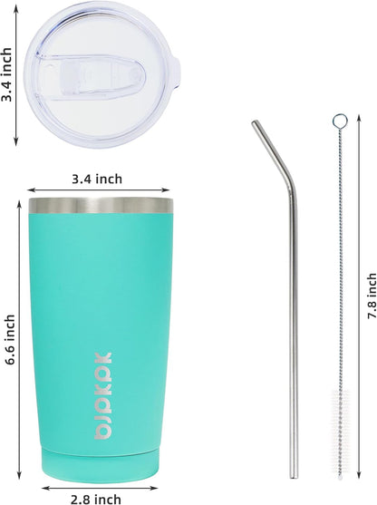 20 oz Coffee Tumbler with Lid & Straw, Insulated Stainless Steel Mug | Double Wall Vacuum, Keeps Hot/Cold, BPA Free, Leak Proof, Iced Coffee Cup Fit Car Holder, Travel & Beach, Lavender Green - Colors B